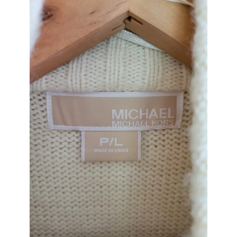 Michael Michael Kors Brown & Cream Faux Fur Shaggy Vest Sz Petite L Wool Blend